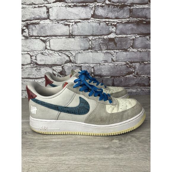 Nike Undefeated x Air Force 1 Low 5 White Leather Grey Suede Shoes Men 10.5M US